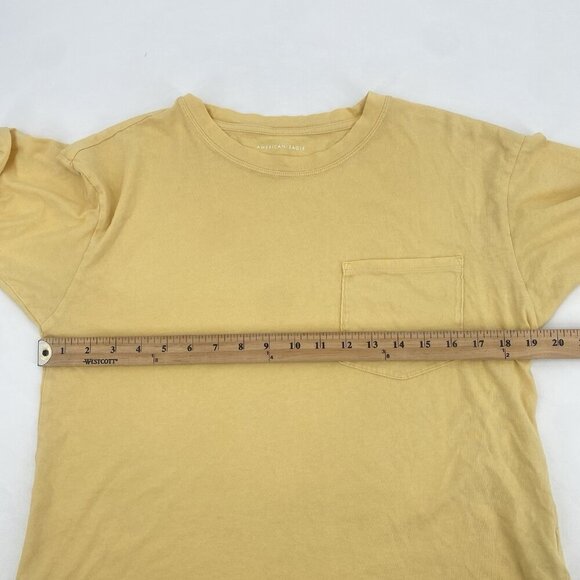 American Eagle Yellow Pocket Tee Short Sleeve Boxy Cropped Shirt Size Small - Picture 9 of 9